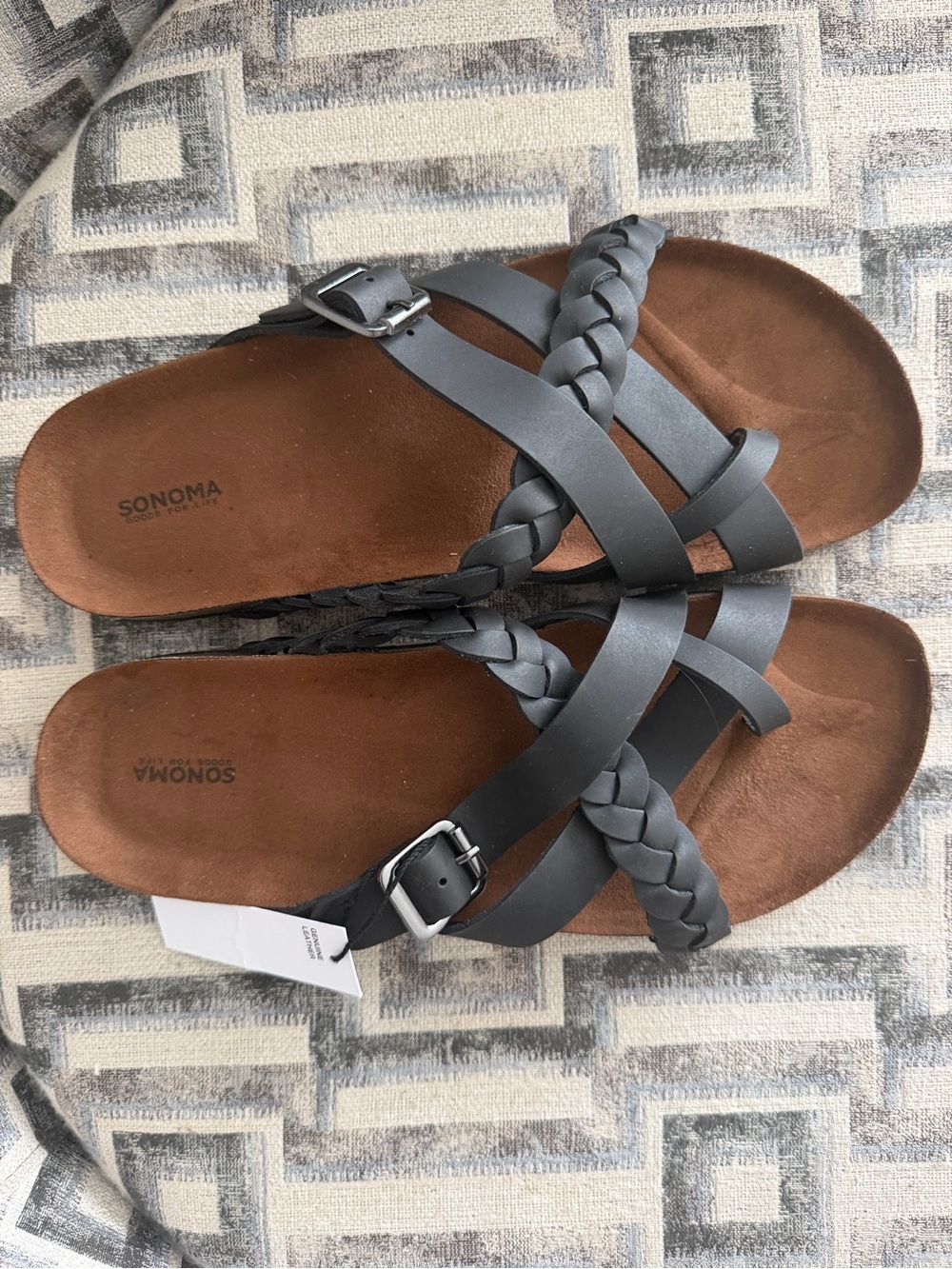 NWT Sonoma Black Braided Strap Women's Sandals size 10